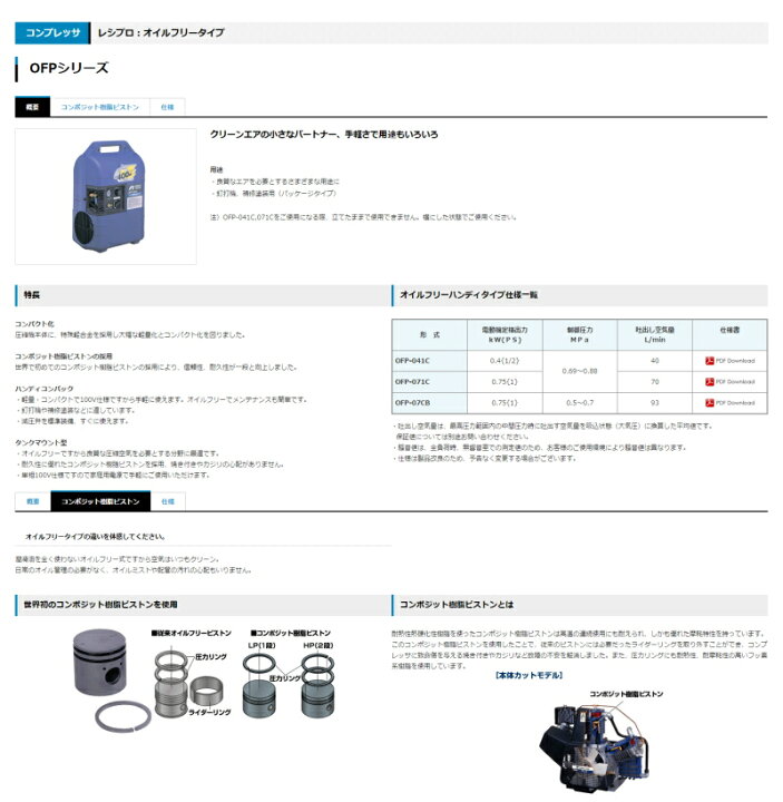 楽天市場】オイルフリーコンプレッサー ハンディコンパック 400W 