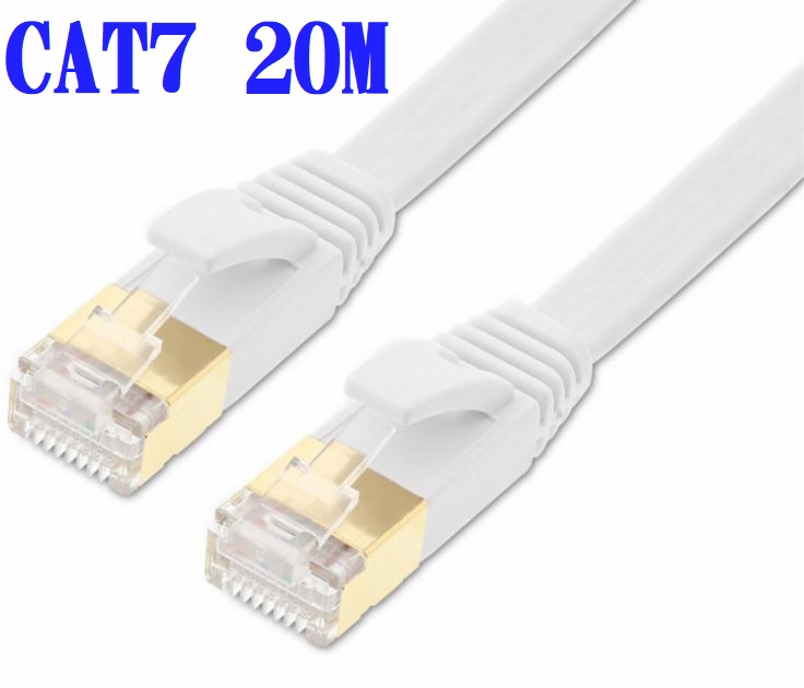薄型 コネクタ 接続部金メッキ仕様 送料無料 LANケーブル ホワイト CAT7 10G フラットケーブル 10ギガビット 10Gbps マーケット カテゴリー7 日本 20m