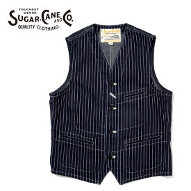 【SUGAR CANE（シュガーケーン）】 WABASH STRIPE WORK VEST 9oz. ウォバッシュストライプ ワークベスト sc12654