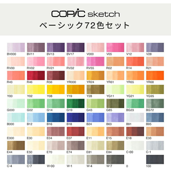 楽天市場】【ポイント10倍!!】コピックスケッチ ベーシック72色セット 