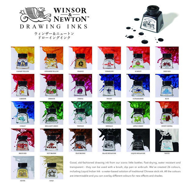 W&N ドローイングインク 12色セット | コミック画材通販 Tools楽天shop
