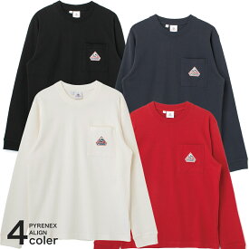 PYRENEX ピレネックス ALIGN アライン HUS015 Tシャツ カットソー ポケット 長袖 メンズ レディース ユニセックス ロゴT ホワイト ネイビー レッド ブラック