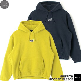 HUF ハフ GRIFFITH HOODED FLEECE FL00208 長袖 ロゴ フード パーカー メンズ レディース ユニセックス 男女兼用 イエロー ネイビー