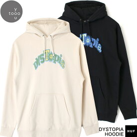 HUF ハフ DYSTOPIA HOODIE PF00625 長袖 ロゴ フード パーカー メンズ レディース ユニセックス 男女兼用 ブラック ホワイト