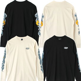 【2023年 秋冬新作】HUF ハフ CROGUE WAVE LS TEE ロゴ TS02098 長袖 ロンT メンズ レディース ユニセックス 男女兼用 ブラック ホワイト