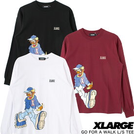 XLARGE GO FOR A WALK L/S TEE 長袖 Tシャツ ロンT 101231011005 ロゴ メンズ レディース カットソー ホワイト レッド ブラック