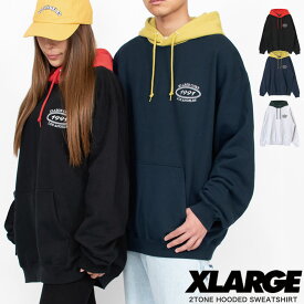 XLARGE 2TONE HOODED SWEATSHIRT パーカー フーディ ロゴ メンズ レディース ユニセックス 男女兼用 グレー ネイビーブラック 101233012002