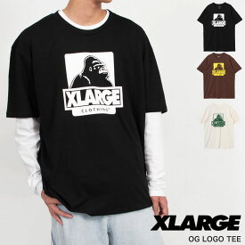 XLARGE OG LOGO 半袖 Tシャツ カットソー ゴリラ ロゴ メンズ レディース ホワイト ブラウン ブラック