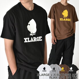 【2023年 秋冬新作】XLARGE PLAY APE S/S TEE コラボ Tシャツ 半袖 ゴリラ ロゴ メンズ レディース ユニセックス 男女兼用 ホワイト ブラウン グレー ブラック 106231011011