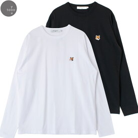 【2023年秋冬新作】MAISON KITSUNE 定番 長袖 Tシャツ ロンT FU00163KJ0010 メゾンキツネ ロゴ メンズ レディース クルーネック ブラック BLACK ホワイト WHITE