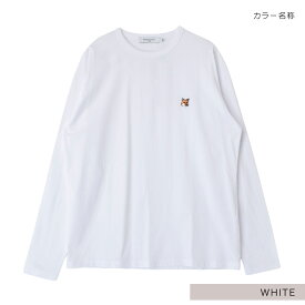 MAISON KITSUNE 定番 長袖 Tシャツ ロンT FU00163KJ0010 メゾンキツネ ロゴ メンズ レディース クルーネック ブラック BLACK ホワイト WHITE
