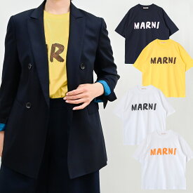 MARNI ロゴ オーガニックコットン 半袖 Tシャツ THJET49EPH マルニ Tシャツ レディース ladies ユニセックス クルーネック ビッグシルエット
