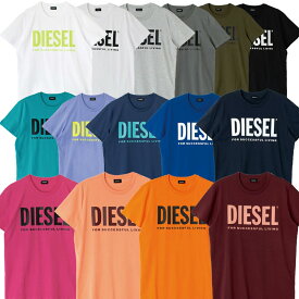 DIESEL ディーゼル tシャツ メンズ レディース カットソー 半袖 ロゴ クルーネック 白 黒 グレー ピンク ブルー グリーン カーキ ネイビー 紺 紫 パープル 夏 T-DIEGO-LOGO 00SXED 0AAXJ