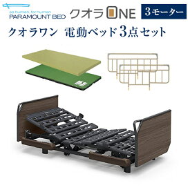 パラマウントベッド 電動ベッド 介護ベッド クオラONE 3モーター ベッド 3点セット 木製ボード グリップ ( KQ-B6326 マットレス サイドレール )