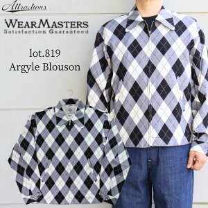 WEARMASTERS by attractions �E�G�A�}�X�^�[�Y �o�C �A�g���N�V�����Y lot.819 Argyle Blouson �A�[�K�C���u���]�� 50s 50�N�� �~�b�h�Z���`�����[ �A�[�K�C�� �`�F�b�N �e�L�X�^�C�� ���[�������l�� �����v