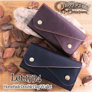 DAPPER'S �_�b�p�[�Y Lot,1794 Horsehide Double Flap Wallet �z�[�X�n�C�h �_�u���t���b�v �E�H���b�g�}���A���� �t���x�W�^�u���^���j���O �n�v �W�b�p�[ WALDES�� 30�fs�^�C�v BRASS �X�i�b�v�{�^�� �G�C�W