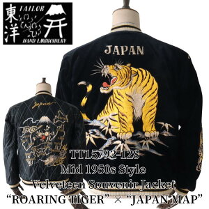 TAILOR TOYO e[[m TT15792-128 Mid 1950s Style Velveteen Souvenir Jacket gROARING TIGERh × gJAPAN MAPh ʒX[xjAWPbg