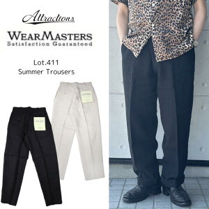WEARMASTERS by ATTRACTIONS �E�G�A�}�X�^�[�Y �A�g���N�V�����Y 411 Summer Trousers ���l�� ���@100�� �T�}�[�g���E�U�[�Y ���M�����[�t�B�b�g�E�e�[�p�[ �{�g�����C�� �ʋC�� ���� ���� �g���E�U�[ �{�g