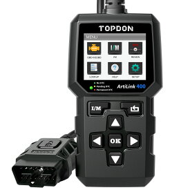 【送料無料】TOPDON AL400 OBD2 診断機 自動車スキャンツール チェックエンジンライト用 OBD2診断スキャンツール スモッグチェック O2センサーテスト EVAPテスト オンボードモニターテスト 日本語表示