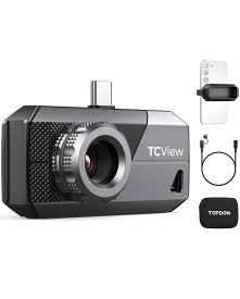 TOPDON TS001 赤外線カメラ サーモグラフィー、9mm 調整可能なフォーカスレンズ付き、Android 用 256x192 IR 解像度、測定距離0.1~500m、視野角度13°*10° 、25Hz 、テスト温度範囲-20℃から550℃まで