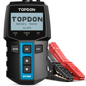 TOPDON BT100 バッテリーテスター 12V 自動車 バッテリーチェッカー 100-2000 CCA カーバッテリーテスター LEDインジケーター付き CCA値/内部抵抗値/電圧 日本語 車 トラック オートバイ ATV SUV ボート ヨット用