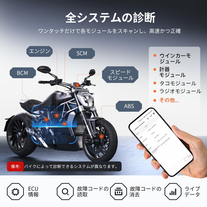楽天市場】TOPDON TopScan Moto OBD2 診断機 バイク用、ハーレー 