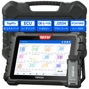TOPDON ONE OBD2�f�f�@�AECU�R�[�f�B���O�A50+���ꃊ�Z�b�g�@�\�A�A�N�e�B�u�e�X�g�ATopFix AI�ɂ��t���V�X�e���X�L�����A�S�ԑΉ�OE�g�|���W�[�}�b�s���O�f�f�@�A���{��Ή�