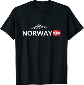 ノルウェー国旗 山 アウトドア旅行 面白い ユーモア ネタ おしゃれ スポーツ 柔らかい 丸首 通気性 Tシャツ