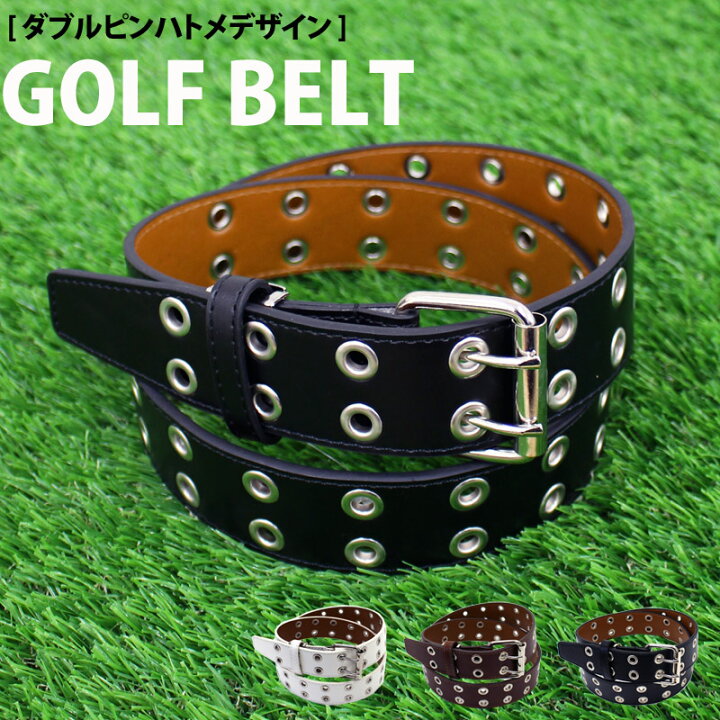 楽天市場 送料無料 ゴルフベルト メンズ ゴルフウェア フリーサイズ ダブルピン アクセサリー 小物 ホワイト 白 ブラック 黒 新作 トップイズム Topism メンズ ファッション 通販