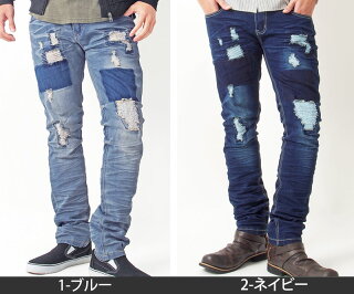 送料無料デニムパンツメンズカットデニムスウェットデニムパンツストレッチストレートジーンズボトムスハードダメージ加工リメイク加工ブラスト加工立体つかみヒゲ加工スウェット素材ダメージメンズファッション通販新作あす楽人気男性服トップイズム