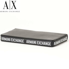 送料無料 ARMANI EXCHANGE アルマーニエクスチェンジ AX ラウンドロゴファスナー レザー長財布 トップイズム