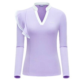 送料無料 ゴルフウェア レディース ゴルフ ポロシャツ 長袖 ストレッチ 伸縮 トップス 無地 袖フリル カットソー スポーツウェア おしゃれ かわいい 韓国系 春夏 秋冬 トップイズム ゆうパケ