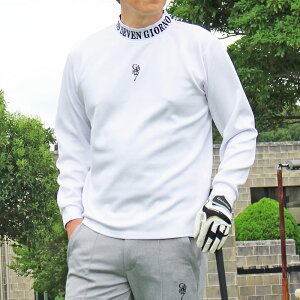 送料無料 ゴルフウェア メンズ モックネックシャツ GIORNO SEVEN ジョルノセブン ハイネック トップス ポロシャツ ストレッチ 長袖 無地 接触冷感 高周波ロゴ おしゃれ 春夏 秋冬 トップイズム