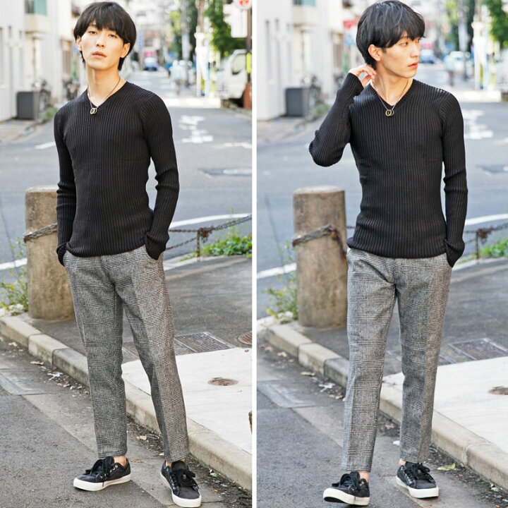 楽天市場 送料無料 ニット メンズ セーター コットンニット Vネック ニット メンズ 無地 リブニット タイト 2重臼 杢調 キレイ目 ニットプルオーバー 細身 メンズファッション 通販 トップス 新作 人気 秋冬 春 男性 服 トップイズム ゆうパケ Topism メンズ