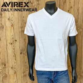 AVIREX アビレックス Tシャツ メンズ 半袖 ヘビーウェイト コットン天竺100％ Vネック Tシャツ 無地 デイリーインナー カットソー メンズファッション メンズ 通販 新作 トップイズム ゆうパケ