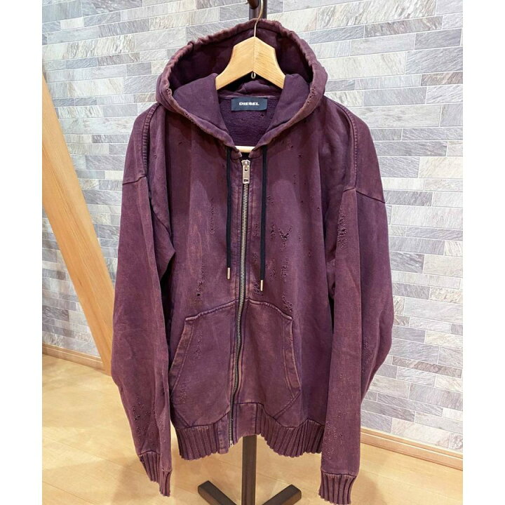 楽天市場】送料無料 DIESEL ディーゼル ジップアップパーカー ダメージ  