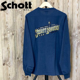 送料無料 Schott ショット BARBER EMB バーバーロゴ 刺繍ロングスリーブTシャツ トップス 長袖Tシャツ ロンT 782-3230013 トップイズム ゆうパケ