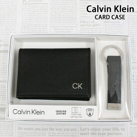 送料無料 Calvin Klein カルバンクライン CK ワンポイント レザーカードケース キーリング ギフトセット Card Case（Key Fob Gift Set） メンズ ギフト プレゼント トップイズム