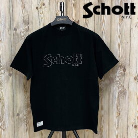 送料無料 Schott ショット BASIC LOGO クルーネック 半袖Tシャツ トップス プリント Tシャツ ベーシック ロゴ メンズ ブランド 春 夏 服 トップイズム ゆうパケ