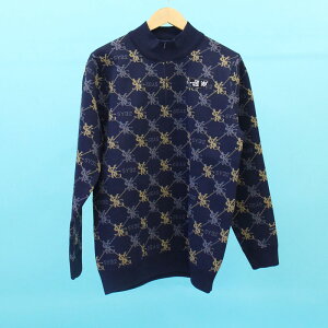 送料無料 SY32 by SWEET YEARS ゴルフウェア メンズ ニット セーター トップス 長袖 総柄ロゴ ハーフジップ ブランド おしゃれ 秋冬