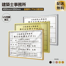 建築士事務所登録票 看板【金属枠+アルミ複合板】W455mm×H355mm 建設業の許可票 宅建業者票 宅地建物取引業者票 会社 看板 宅地建物取引業者票 報酬額 各種業者不動産看板 不動産 許可書 事務所 法定看板 看板 sl1035-wrg-jms