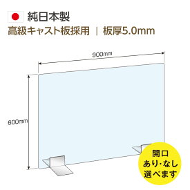 【窓の有無選べます！】[日本製] 高透明アクリルパーテーション W900mm×H600mm ステンレス足付き 飛沫防止 飛沫遮断 対面式スクリーン デスク用仕切り板 コロナウイルス 対策、衝立 角丸加工 組立式【受注生産、返品交換不可】skap5-9060