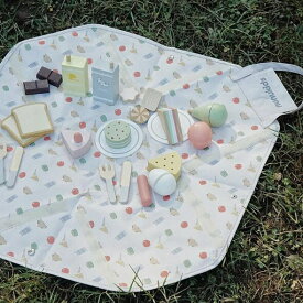 ピクニック おままごと おもちゃ 木製 フードセット おもちゃ ピクニックバッグ付き キャンプ ごっこ遊び ふりプレイ 食品教育