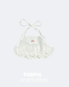 TOPPING apron bustier tGv ̎q ؍ C[h Gv  IWi White Sax blue t[TCY Free Size