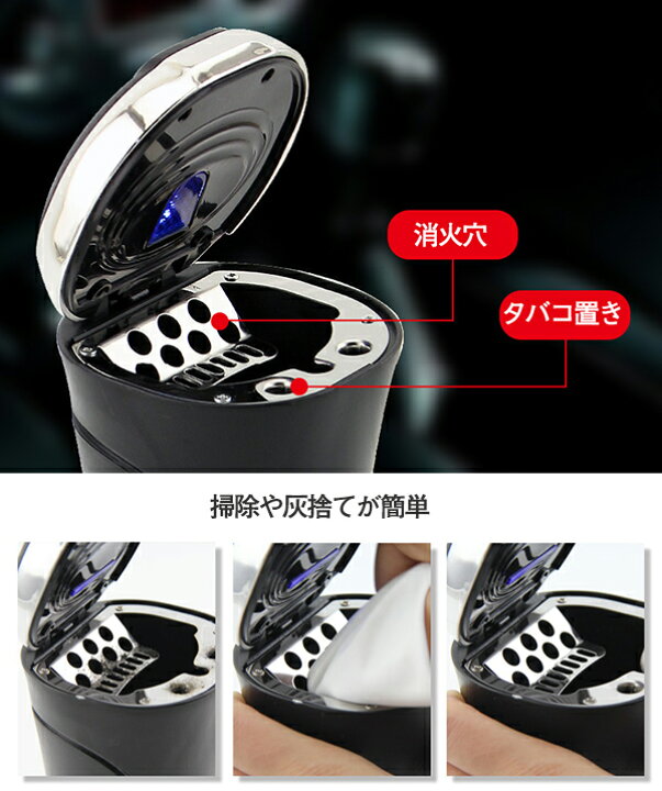 楽天市場 灰皿 車用灰皿 蓋付き 火消し Ledライト ボタン電池 ドリンクホルダー型 洗濯便利 吸い殻 ミニごみ箱 車用品 カー用品 携帯式 ホーム 屋内 テーブル 卓上 Topplus