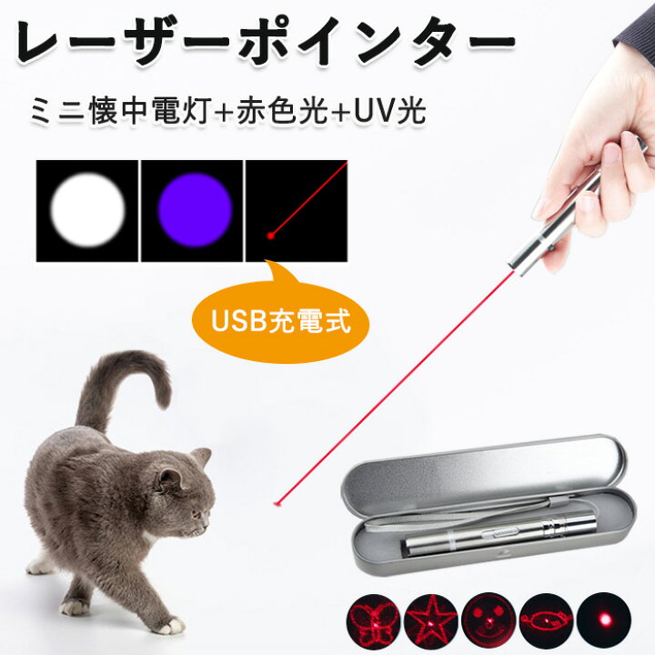 ギフト/プレゼント/ご褒美] レーザーポインター USB 電池がいらない 充電 充電式レーザー 猫 プレゼン