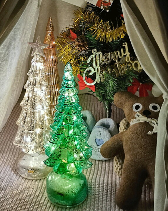 楽天市場】2023新作 ガラス クリスマスツリー LED クリスマス 飾り LED 