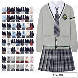 jk 制服 5点セット カーディガン　制服 リボン　チェック柄 プリーツスカート　女子 スカートセット 入学 高校 中学 学生服　なんちゃって制服 女子高生スカート レディース 制服 セット 女子高生スカート