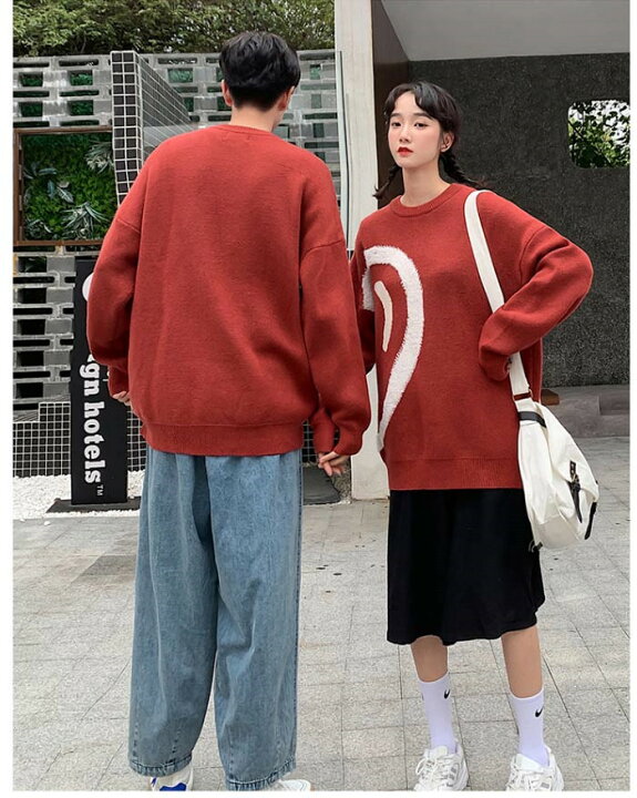 ニットセーター ペアルック レディース メンズ お揃い 可愛い 学園風 冬春 厚手 ペアセーター バレンタイン プレゼント 彼氏 彼女 国内外の人気