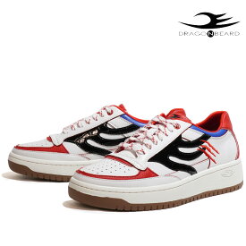 【ポイント10倍 10/14 20:00 〜 10/17 09:59まで】ドラゴンベアード スニーカー DRAGON BEARD DB-1207 KIRA WHITE/RED/NAVY 25FW ホワイト/レッド/ネイビー メンズ ローカット レザー カジュアル ホログラフィック 靴